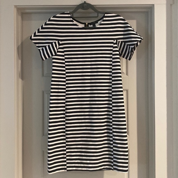 J. Crew Black/White Strip Shift Dress - XS - Picture 1 of 10